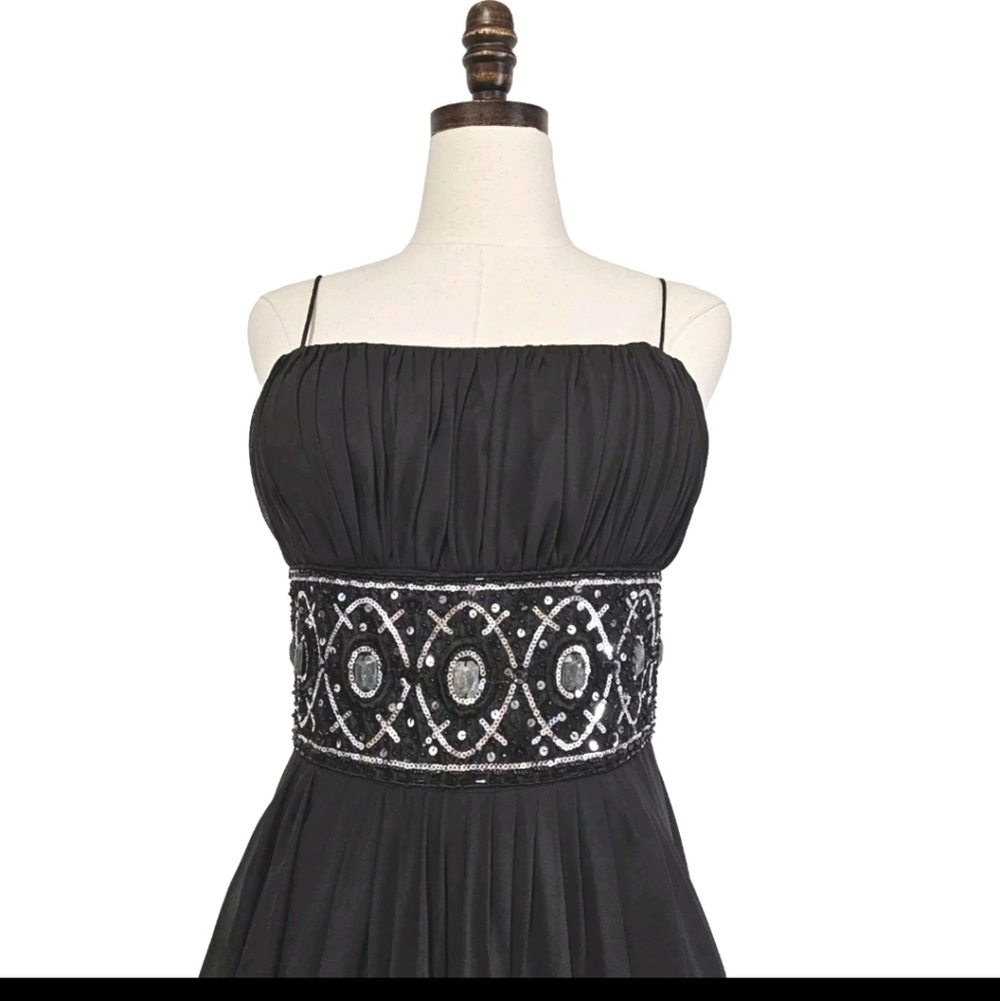 Hailey Adrianna Papell Black Formal Elegant Sexy Evening Prom Beaded Long Gown 6 - Picture 5 of 16